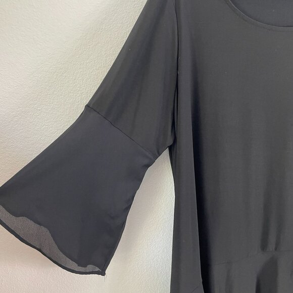 Roz & Ali Womens Plus 3X Black Tunic Top Bell Sleeves Blouse Shirt Round Neck - Picture 8 of 11